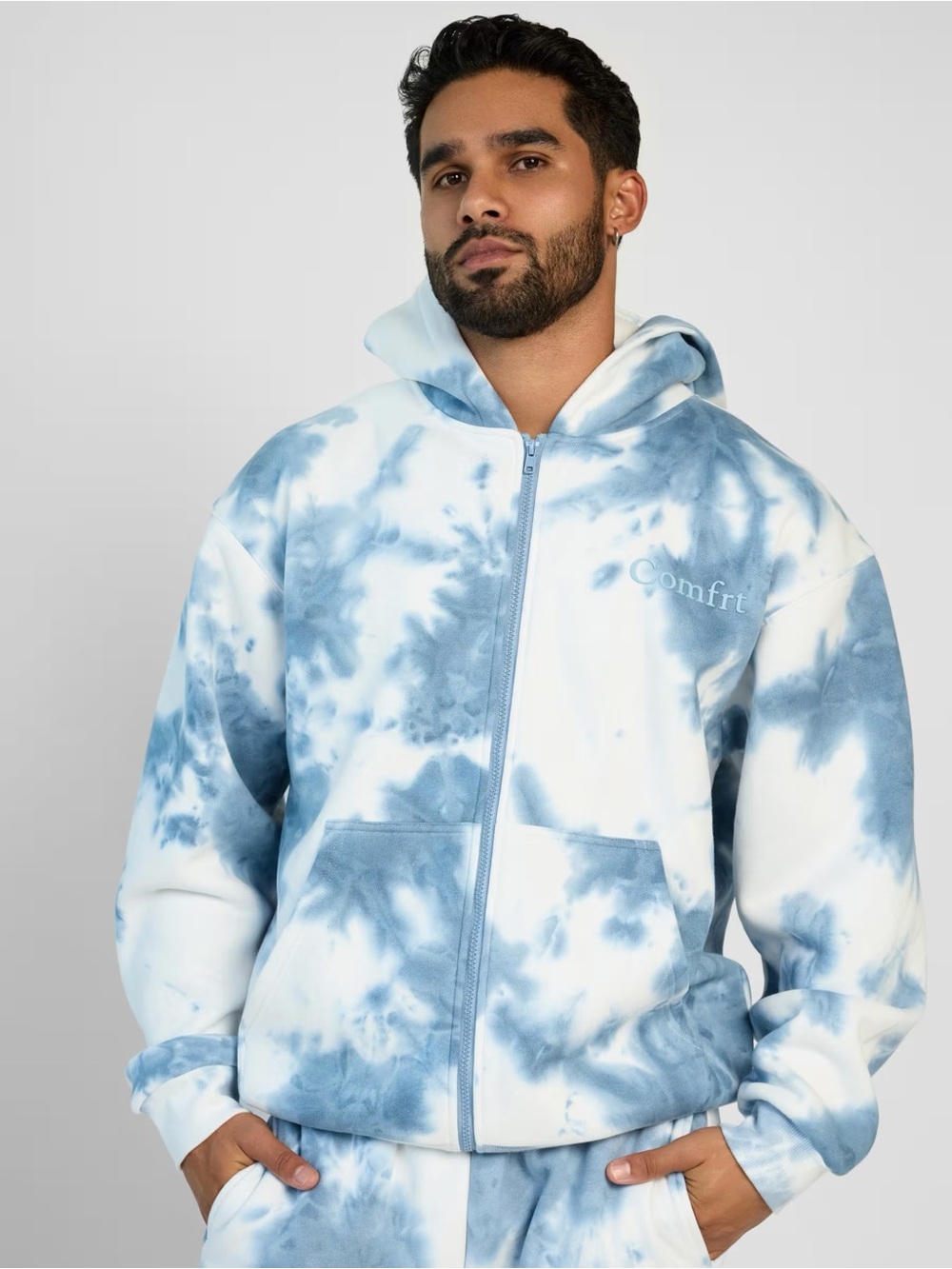 Comfort Minimalist Zip Hoodie in Wave